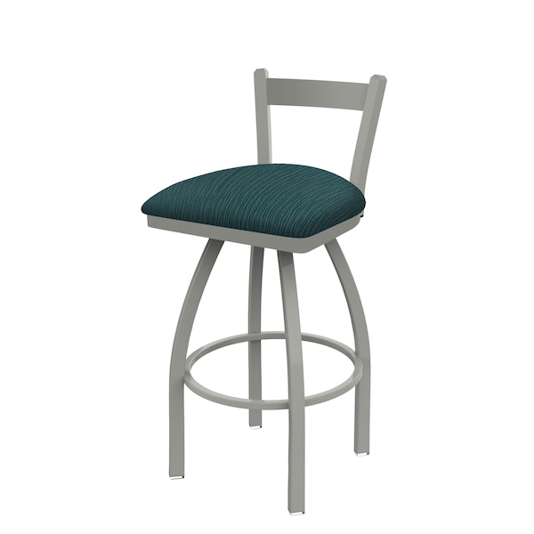 25" Low Back Swivel Counter Stool, Nickel Finish, Graph Tidal Seat